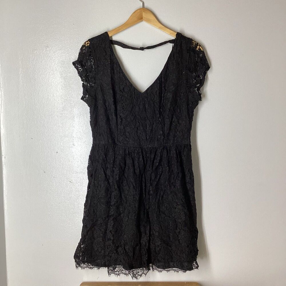 Maurices Women's Short Sleeve Lace‎ Lined Spring Dress Solid Black Size 1